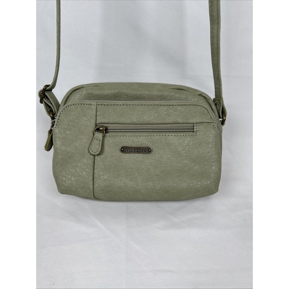 MultiSac Green Crossbody Purse With Pockets Small Zip Up Adjustable Strap